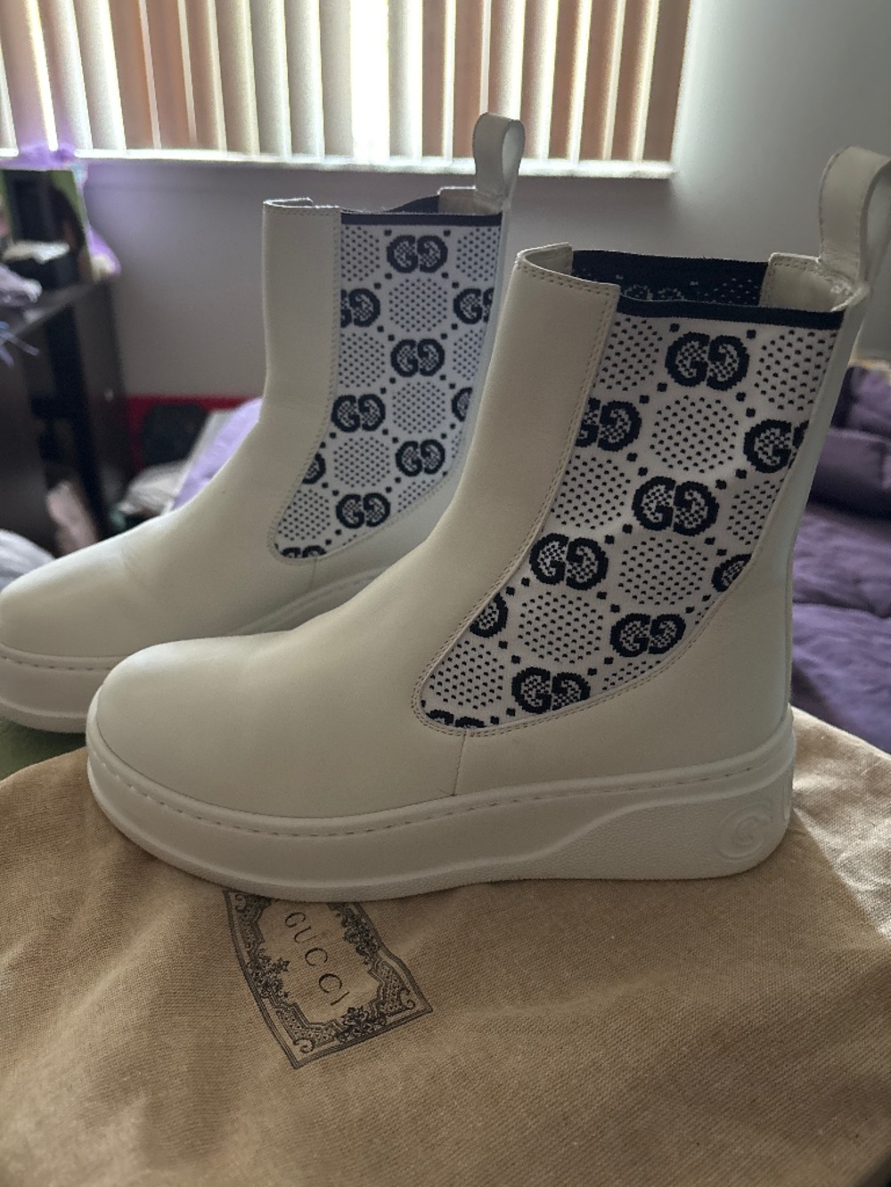White Gucci boot
